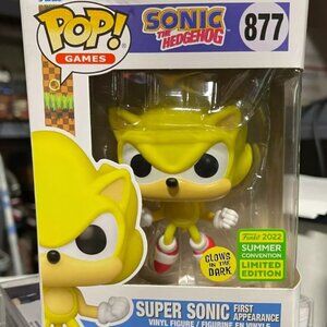 Funko Pop Games Super Sonic SDCC Official 2022 Sticker Comic-Con 877 Glows